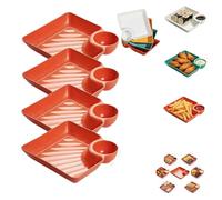 Assiette À Gyoza Japonaise Avec Compartiment Sauce - Plat De Service Pour Chips Et Trempette, Assiettes À Compartiments Incassables En Plastique Pour Apéritifs, Sushis Et Snacks(Orange)