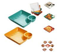 Assiette À Gyoza Japonaise Avec Compartiment Sauce - Plat De Service Pour Chips Et Trempette, Assiettes À Compartiments Incassables En Plastique Pour Apéritifs, Sushis Et Snacks(A)
