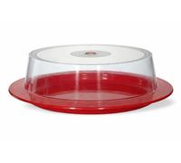 Assiette à micro-ondes rouge Cosmoplast avec couvercle anti-éclaboussures - Plaque chauffante pour micro-ondes avec couvercle anti-éclaboussures réutilisable, idéale pour les pâtes, le riz, les