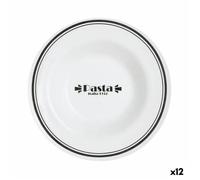 Assiette À Pâtes Luminarc Friends Time Bistro Blanc-Noir Verre 28,5 Cm (12 Unités)
