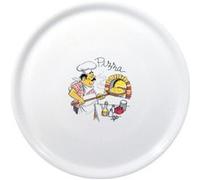 Hendi Assiette à pizza ronde porcelaine émaillée – Motif chef – Ø330 mm – Blanc