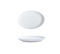 Assiette à poisson créative en céramique rayée ovale simple - 25,4 cm