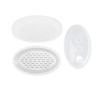 Assiette à Poisson Vapeur - ondes, PP, 32,7x18,6x9,5 cm, Gravité Rapide, Couvercle Pratique - Cuisson Uniforme, Préservation de la Fraîcheur, Usage Cuisine Quotidienne