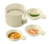 Assiette à sauce, ketchup avec boîte de rangement | Mini assiette en céramique pour cuisine, barbecue, collation, fruits, sauce soja, condiments