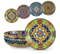 Assiette à soupe en porcelaine, 4 pcs Bol à soupe, Assiette à pâtes, Bol à nouilles, Bol à ramen, Grands saladiers, Bols multi-usages