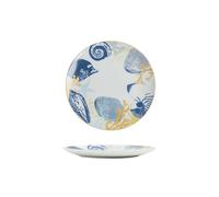 Assiette à steak ronde simple et émaillée de style européen - Disque de 25,4 cm - monde sous-marin