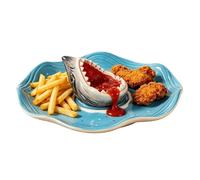 Assiette À Sushi Requin - Plateau D'apéritif En Céramique, Assiette De Service Avec Compartiment À Sauce, Planche De Charcuterie De Fruits De Mer | Assiettes Décorative Requin Pour Poisson, Crevette