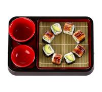 Assiette à sushis - Plateau de service pour nouilles avec tasse à tremper | Plateau rectangulaire pour cuisine, dîner, condiments, sauces, buffets, desserts, petit déjeuner, pique-nique
