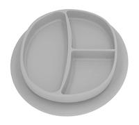 Assiette à Ventouse pour BéBé, Silicone sans BPA pour Micro-Ondes, Passe au Lave-Vaisselle, EmpêChe les Tout-Petits de Glisser, Plat Divisé pour la Formation de la PremièRe éTape (Gris)