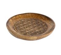 Assiette à Vider de Poche Assiette en Bois Ancien Design Ethnique Fleurs Table du Centre de la Salle 16 cm
