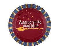 Santex Assiette en carton Anniversaire magique d'Harry le sorcier 10 pièces 22,5 cm Rouge G