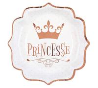Santex 10 Assiettes Carton Princesse 21CM Rose Gold