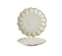 Assiette Assiette à dîner en grès rétro de 20 cm, motif pétale, plat spécial, vaisselle japonaise faite la main for séjour chez l'habitant Vaisselle(9.5 in)