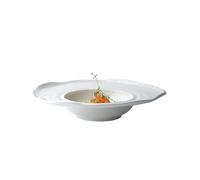 Assiette Assiette creuse en céramique blanche pure de 9,5 pouces, for pâtes, chapeau paille, dessert, salade, restaurant occidental, soucoupe volante Vaisselle(11.5 in)