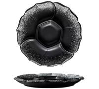 Assiette Assiette divisée en céramique de style japonais for enfants et adultes, 4 compartiments, grande assiette ronde de contrôle des portions for un repas équilibré Plate(Grey,10")