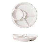 Assiette Assiette ronde en céramique à compartiments, 20 cm, for conserver les aliments et faciliter le contrôle des portions. Plate(Wit)