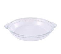 Assiette, Assiettes à dîner divisées, assiette de contrôle du régime, assiettes, plat pizza en verre, tarte, réutilisable avec poignées, cuisson rond transparent(22.5X20 CM)