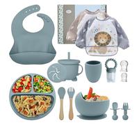 Assiette Bebe,Coffret Repas Bebe,lot de 15,Set repas bébé, Bol Cuillere Bebe,Bavoir Silicone Bebe,Assiette Ventouse Pour BéBé,tétine grignoteuse bébé Enfant Set Couverts Vaisselle Pour Sevrage Manger