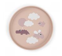 Done by Deer Foodie Assiette Happy clouds rose, Ø20 - Assiette en plastique avec dessous antidérapant pratique - Assiette pour enfant en 100 % polypropylène de qualité alimentaire avec TPE