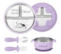 Assiette Bebe Inox Personnalisée avec Prénom et Motifs