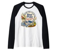 Assiette Bleue Supper Club Vintage Kitchen Manche Raglan