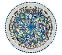 Assiette bol fond pâtes en céramique tunisienne peinte à la main - Ø 28 cm 1401241500 Maroc Tunisie Ethnique du Monde