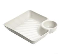 Assiette Carrée Dumplings avec Compartiment pour sauce Assiette(White)