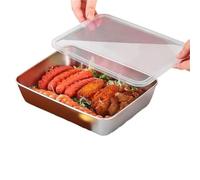 Assiette carrée épaisse en acier inoxydable, assiette for plats froids, for cuisson vapeur, multi-usages for barbecue, 3/2 pièces pour Cuisine,Camping,Extérieur(2pcs(No Filter))