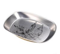 Assiette Carrée Rétro en Fer Épais 25x16cm(D) | Design rétro unique, fer épaissi pour robuste, résistant à la déformation, pour idéal décoration table