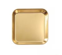 Assiette carrée robuste en acier inoxydable 304, assiette plate dorée pour barbecue coréen, base antidérapante, passe au lave-vaisselle, gastronomie et ménage, 14,4 x 14,4 cm (14 x 14 cm, doré)