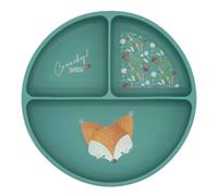 Assiette compartimentée en silicone avec ventouse animaux vert paon TU