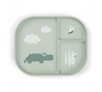 Done by Deer Assiette à compartiments Croco 3 sections effet ventouse sans BPA Vert