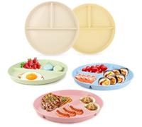 Assiette Compartimentée - Lot de 5 - Plastique PP - Micro-ondes et Lave-vaisselle - Adulte et Enfant - 25cm ABRIBUS
