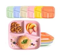 Assiette Compartimentée - Non spécifié - 6 PCS - PP Sans BPA - 25x22.5cm - Micro-ondes et Lave-vaisselle