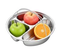 Assiette Compartimentée - Plat De Présentation En Acier Inoxydable Avec Poignée,Assiette Sectionnée Apéritive Pour Maison, Appartement, Réceptions, Camping, Pique-nique, Soirées