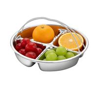 Assiette compartimentée Plat vapeur en acier inoxydable avec poignée | Assiette apéritive compartimentée pour Apéritifs Dînatoires, Soirées, Réceptions, Pique-niques, Camping, Cinéma Maison