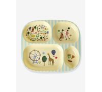 Rice Assiette pour enfant en mélamine avec 4 compartiments - Menthe - Imprimé amusant équitable