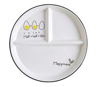 Assiette Controle de Portion 8 Pouces, Assiette dietetique 3 Compartiment Porcelaine, Assiette Regime Portion Adulte, Assiettes Divisées pour La Perte de Poids