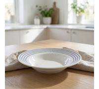 Assiette creuse blanche et pois bleu en verre 21.5cm - lot de 6