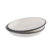 APS 98670 Lot de 2 assiettes creuses en tôle d'acier émaillée Blanc crème avec bordure grise Ø 22 cm H 3,5 cm
