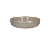 Assiette creuse en grès blanc, ronde, uni, émail réactif intérieur, texture brute extérieure - Pomax, Spiro - Ø24x6 cm