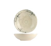 Assiette Creuse En Grès Soie 20 Cm, Beige Et Bleu, H&H