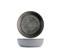 Assiette Creuse En Grès Velours 20 Cm, Marron Et Noir, H&H