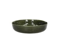 Assiette creuse en grès vert foncé, ronde, uni, émaillée intérieure, brut extérieur - Pomax, Spiro - Ø24x6 cm