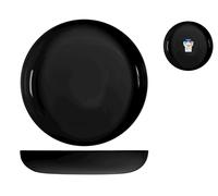 Assiette Creuse Friends Noire, 29Cm, Verre Opale