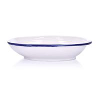 Assiette creuse KROG 21 5 cm blanche et bleu marine