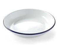 Hendi Assiette creuse en acier émaillé blanc à bord bleu Ø240×H40 mm