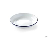 Hendi Assiette creuse en acier émaillé blanc à bord bleu Ø240×H40 mm