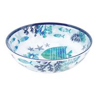 Les Jardins de la Comtesse - Assiette Creuse idéale en Assiette à Soupe ou Pâtes - Mélamine - Caraïbes - Ø 19 cm - Bleu Mer et Poissons - Collection de Vaisselle Quasi-Incassable MelARTmine