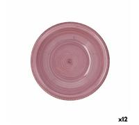 Assiette creuse Quid Vita Peoni Céramique Rose Ø 21,5 cm (12 Unités)